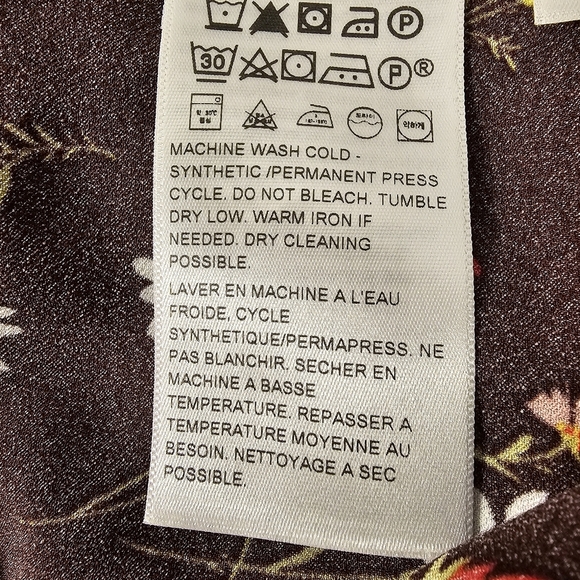 NWT Levi's Womens Brown Floral Polyester Long Sleeve Blouson Top Blouse Small - Picture 10 of 12